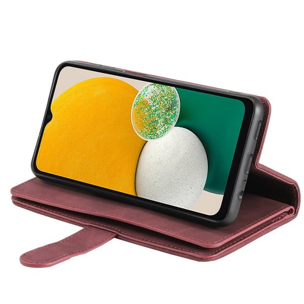 Til Samsung Galaxy A16 5G / A16 4G Etui med Lynlåslomme og 9 Kortlommer Red