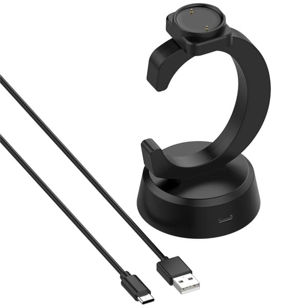 Laddare Adapter Ställ till Huami Amazfit Active 2 Square / Active 2 / Bip 6 Svart