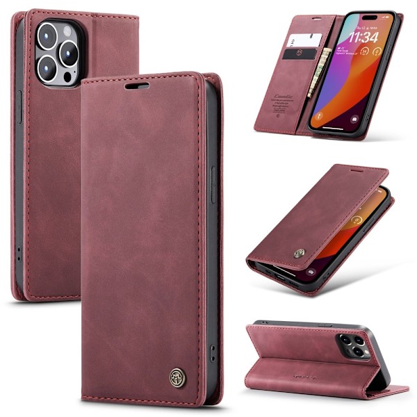 CASEME Retro lompakkokotelo iPhone 16 Pro Max Red