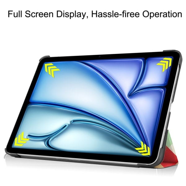 Etui for iPad Air 11 (2024) - Tri-fold Stativ Tablettdeksel - Trekantgitter Multicolor
