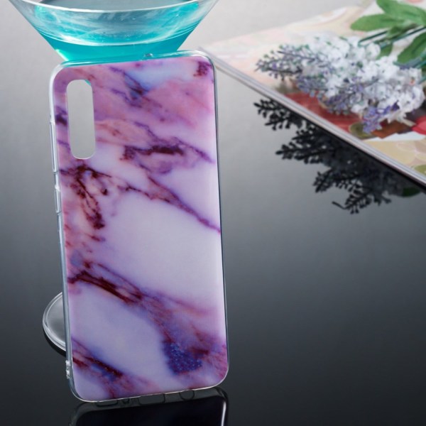 Marble Pattern IMD TPU Soft Back Case for Samsung Galaxy A70 - Style L Black