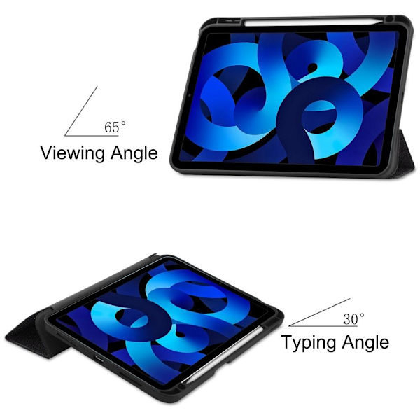 Tri-fold Stand Case for iPad 10.9 (2022) Tablet Cover Pen Holder - Don't Touch Me Black