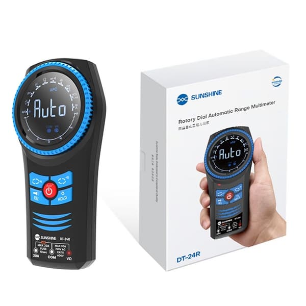 SUNSHINE Roterende Multimeter Auto Range Håndholdt Spændingsmodstand Kontinuitetstester Black
