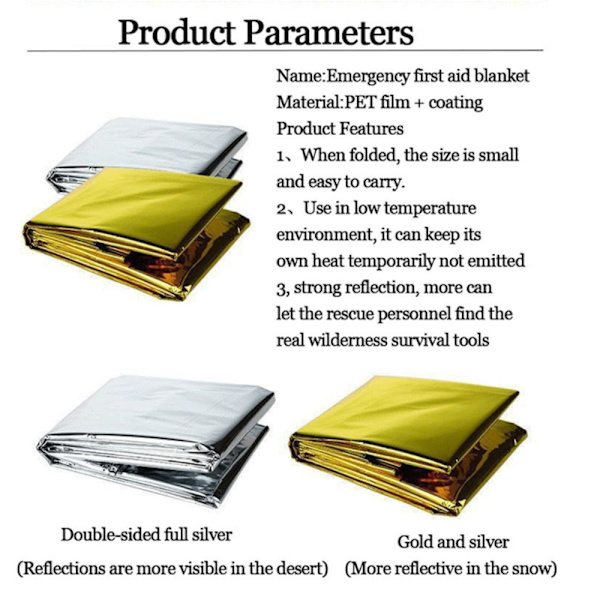 hätähuopa Survival Rescue First Aid Foil Lämpöpeite 130x210cm Silver one size