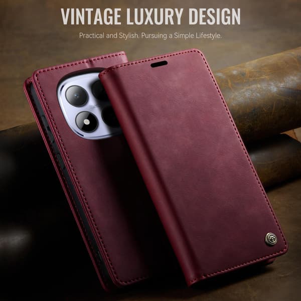 CASEME Retro Etui med Pung til Xiaomi Redmi Note 15 Pro Red