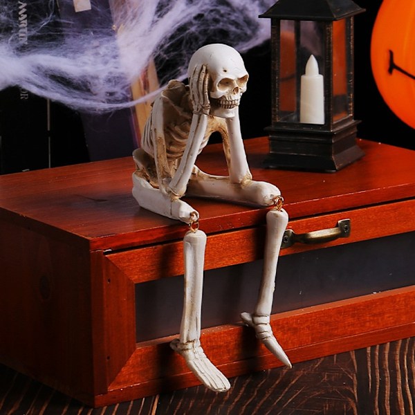 Halloween skelettfigur Spooky Skull Dekoration Fest Spökhus - Hear No Evil White