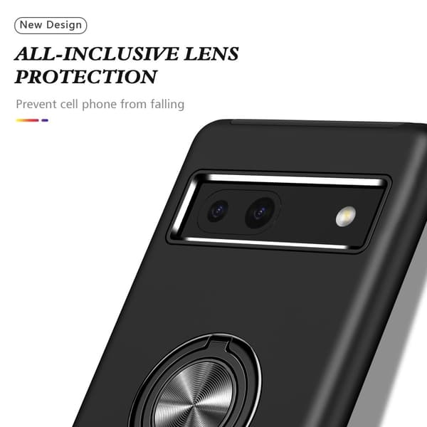 Til Google Pixel 8a Fingerring Kickstand Hybrid Taske - Sort Black