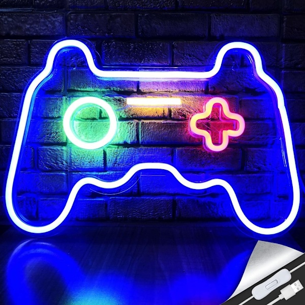 41x28cm Gamepad Design Gaming Neonlys Spillerum Vægdekoration LED Lampe White