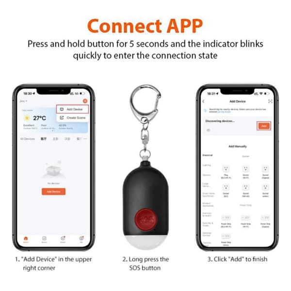 Emergency Alarm Assault Protection GPS Tracker Emergency Alarm SOS Button Personal Safety Alarm White
