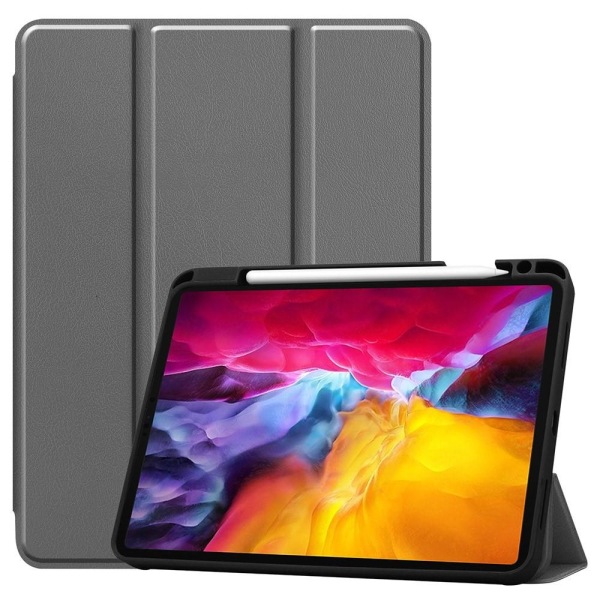 Tri-fold Stativ Tablettveske Deksel for iPad Pro 11 2021 - Grå Grey