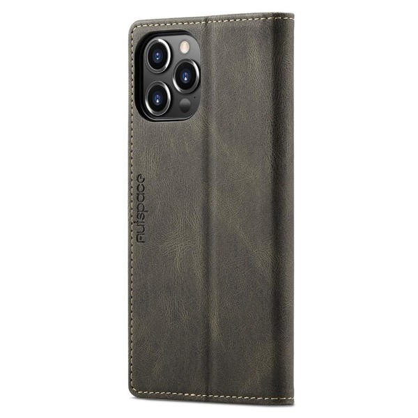 AUTSPACE A01 Retro Wallet Case for iPhone 13 Pro Max - Coffee Brown
