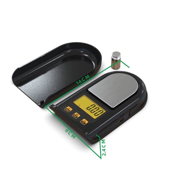 Digitaalinen LCD Mini elektroninen 500g 0,1 g painoasteikko Black