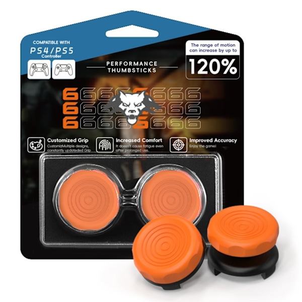 2 stk Tommelgrep Fingergrep for Sony PlayStation 5 / 4 Joystick Silikon - oransje Orange