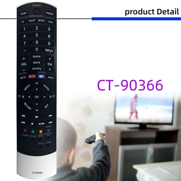 Fjernkontrollerstatning for CT-90366 For Toshiba TV Black