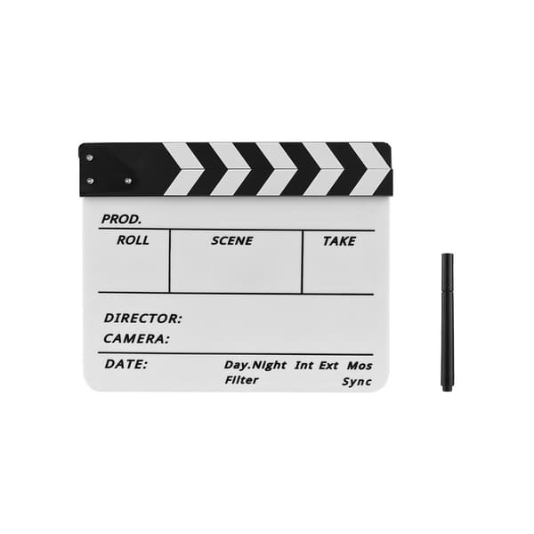 Clapboard Clapping Filmopptak med penn - hvit og svart White