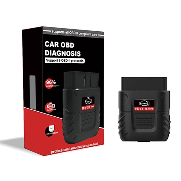 V019 OBD 2 Bilfejldiagnostisk Bluetooth-fejlkodedekoder Black