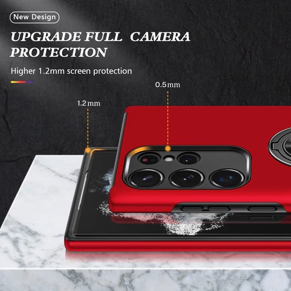 Samsung Galaxy S24 Ultra Finger Ring Stativ Hybrid Deksel Red