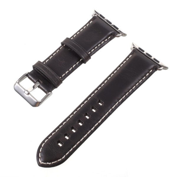 Urrem i ægte læder til Apple Watch Series 3/2/1 42 mm - B Black