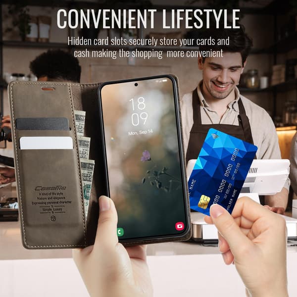 Til Samsung Galaxy A37 5G CASEME Pungetui Brown