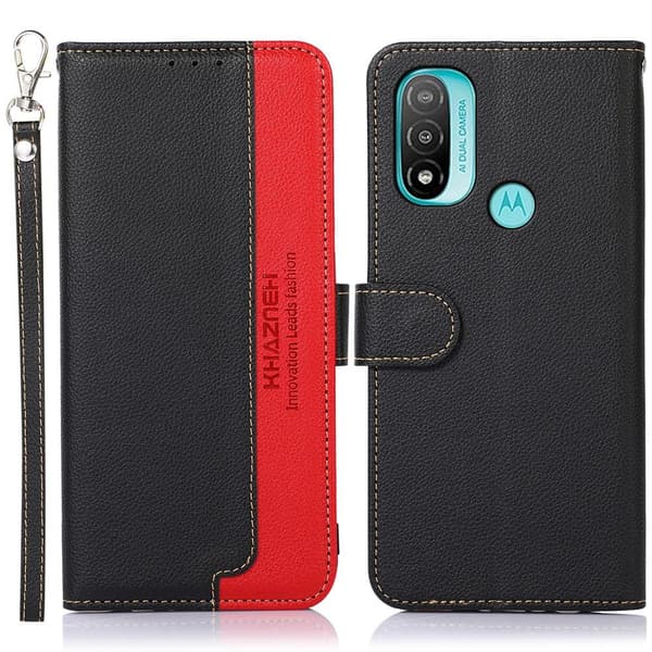 KHAZNEH Motorola Moto E20 / E40 Plånboksfodral - Svart/Röd Svart