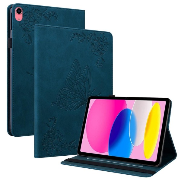 Apple iPad 10.9 2022 Vikbart fodral korthållare Fjäril - Blå Blå