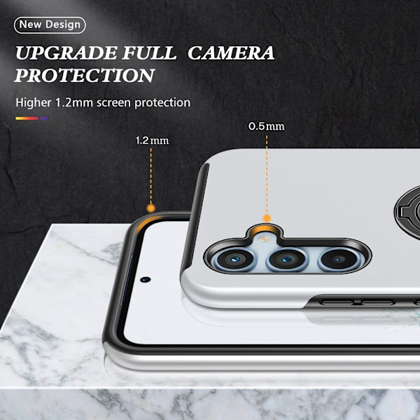 Samsung Galaxy A55 Finger Ring Kickstand Hybrid Case Silver