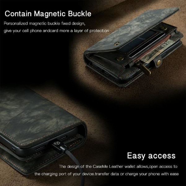 CASEME iPhone 13 Pro Max 2-in-1 lompakkopuhelimen kuori - musta Black