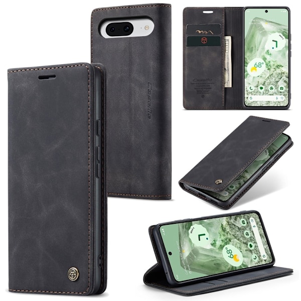 CASEME Retro Lompakkokotelo Pixel 8a Black