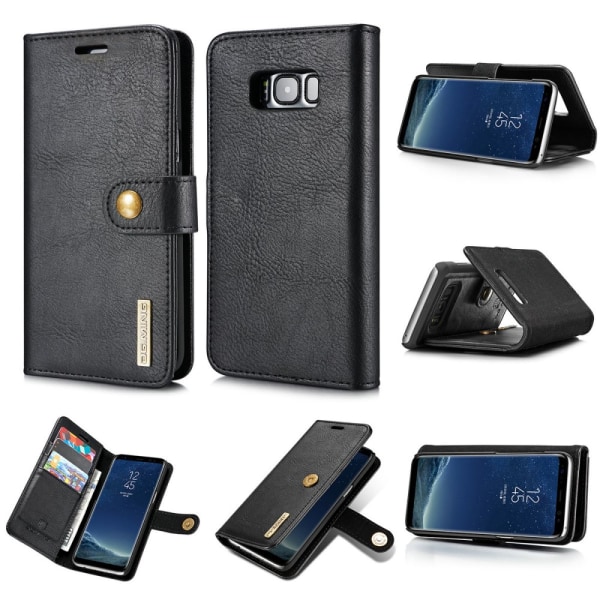 DG.MING Samsung Galaxy S8 Split Läder Plånboksfodral - Svart Black