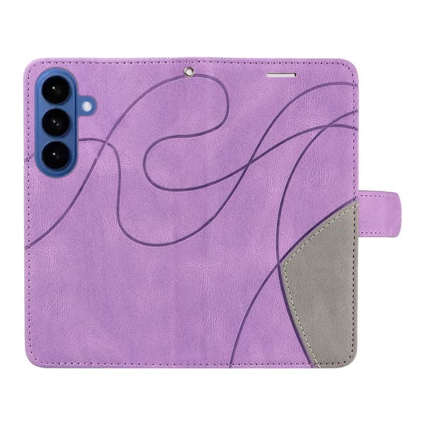 För Samsung Galaxy S26+ Plånboksfodral med Stativ Tvåfärgad Design - Lila Lila