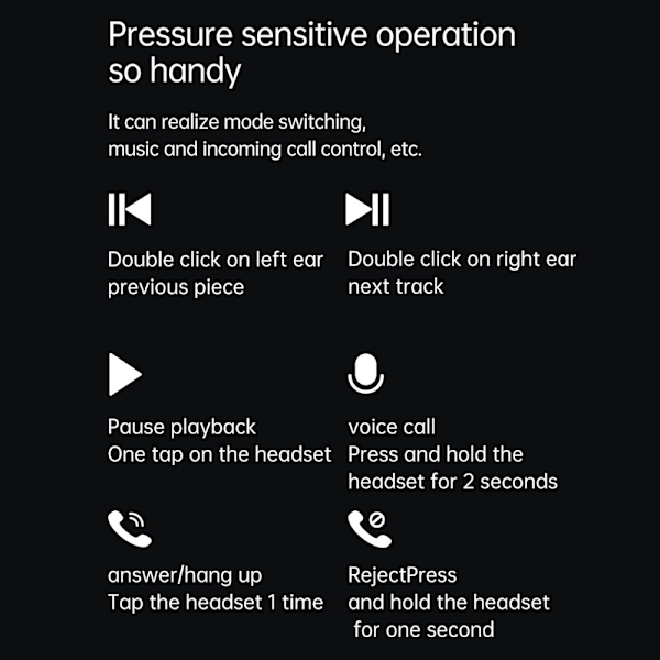 Bluetooth trådløse hovedtelefoner 4 stk! støjreducerende headset - Sort Black