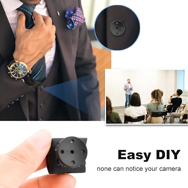 Mini 1080P Full HD DVR -minikamera Kannettava vakoojakamerakamera Black