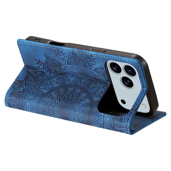 Cover til iPhone 17 Pro Max med Magnetisk Lukning Mønsterpræget Blue