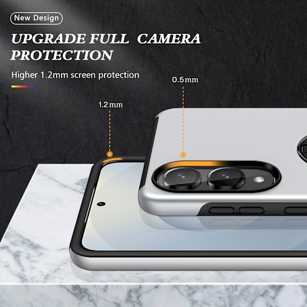 Til Samsung Galaxy S25 Edge Hybrid Deksel Med Fingerring Silver
