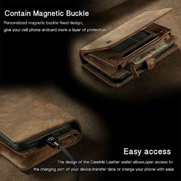 CASEME iPhone 13 Mini Retro plånboksfodral - Brun Brun