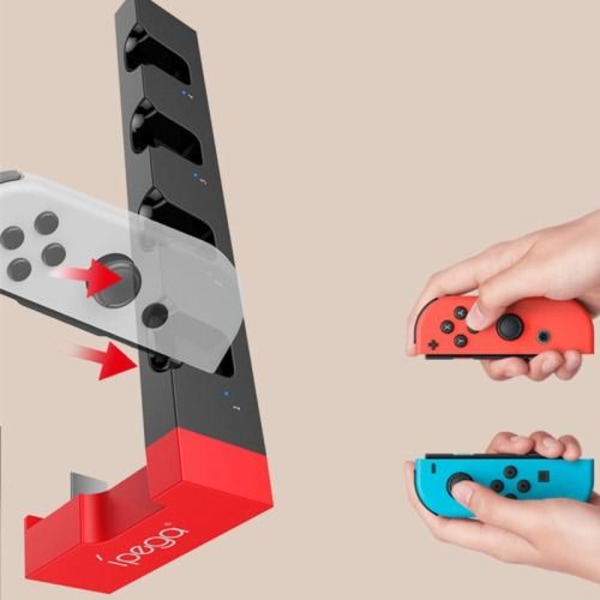 Nintendo Switch IPEGA JoyCon 4 platser Docka Laddare indikator Svart