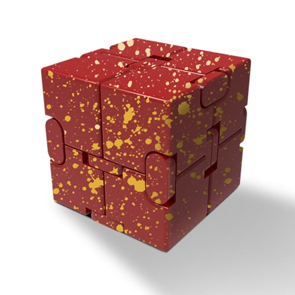 Fidget Toy Avslappning Infinite Cube Metall Flip Kub Röd-Gul Röd