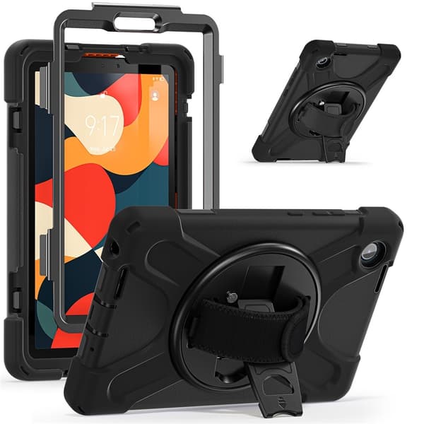 Til Lenovo Tab One Etui stativ PC+Silikone Håndrem Tablet Beskyttelse Black