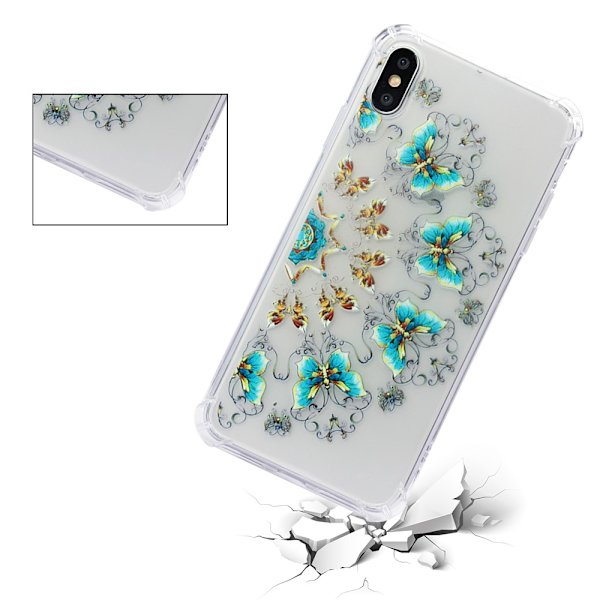 iPhone XS Max TPU Skal - Blue and Gold Butterflies multifärg