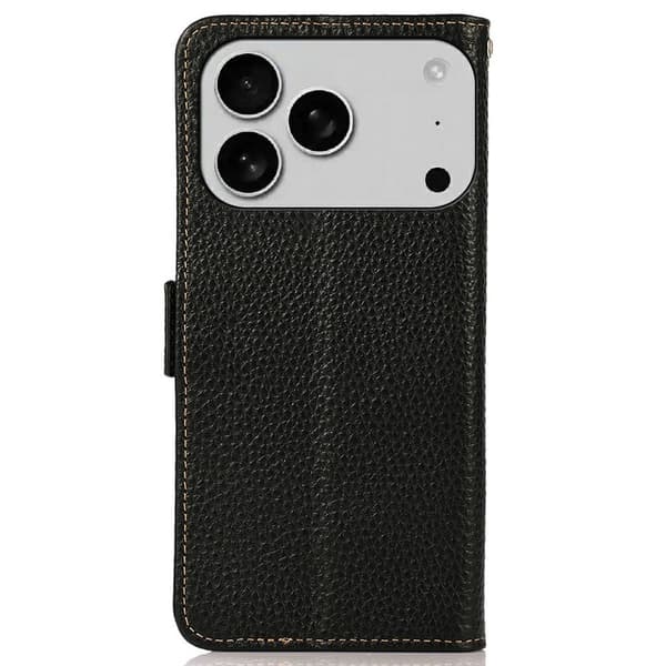 KHAZNEH Nahkainen puhelimen lompakkokotelo iPhone 18 Pro Max / 17 Pro Max puhelimille Black