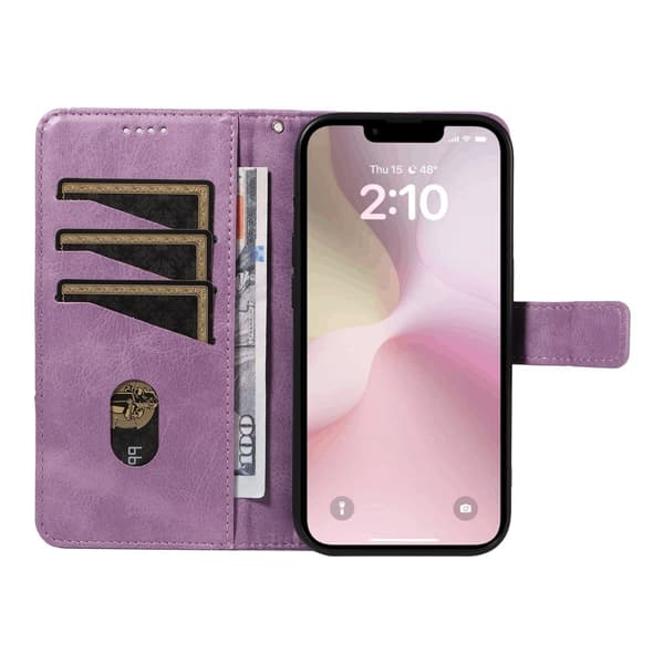 Lommebokdeksel til iPhone 17e / 16e – Geometrisk Linje Purple