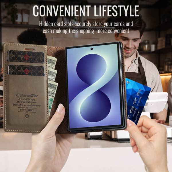CASEME Puhelimen lompakkokotelo Samsung Galaxy Z Fold8 puhelimelle Brown