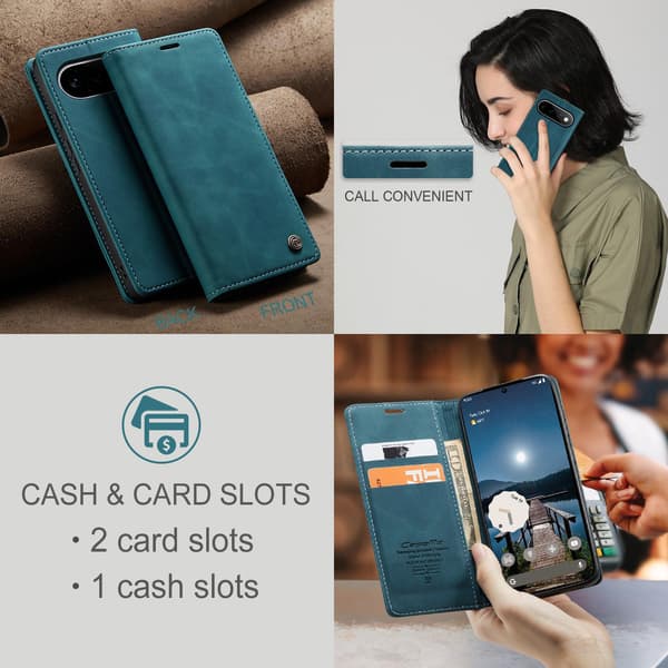 CASEME Puhelimen lompakkokotelo jalustalla Google Pixel 11 Pro ja Google Pixel 11 Blue
