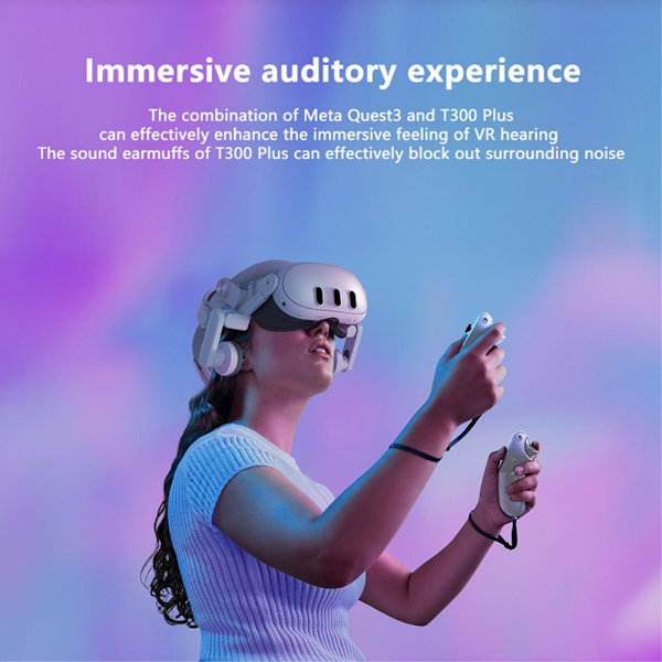 Meta Quest 3 VR Hodebånd Frontbeskyttelse Ørepropper White