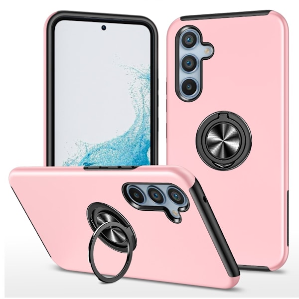 Til Samsung Galaxy A26 5G Hybrid Cover med Roterbar Ringholder Pink