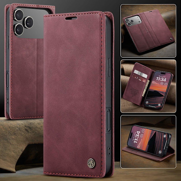 CASEME Retro tegnebog taske til iPhone 17 Pro Red