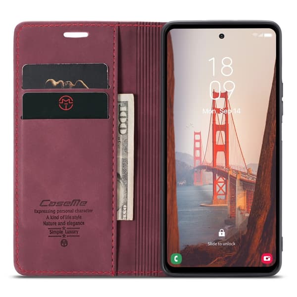 CASEME Retro Pung Taske til Samsung Galaxy S23 FE - Vinrød Red