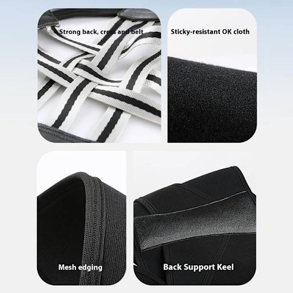 Correct Posture Back Posture Corrector Brace til mænd, kvinder - S Black