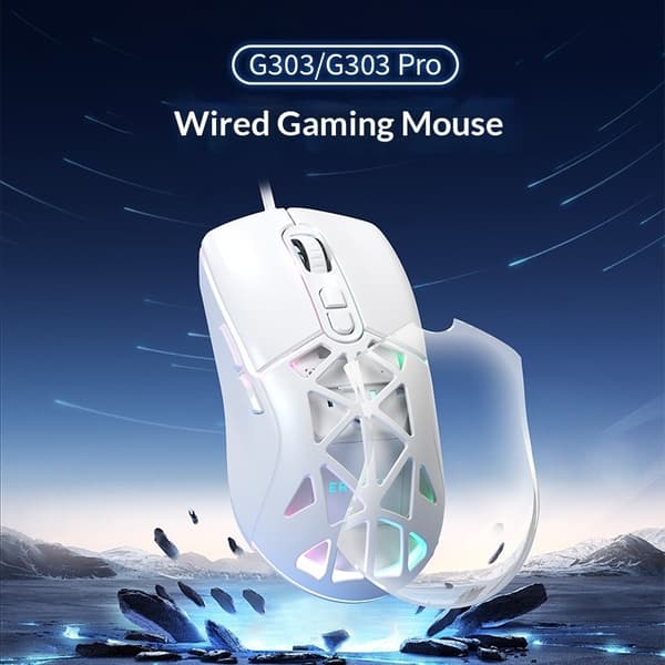 ERAZER lett RGB-gamingmus – kablet, 7 knapper, 12 800 DPI Black