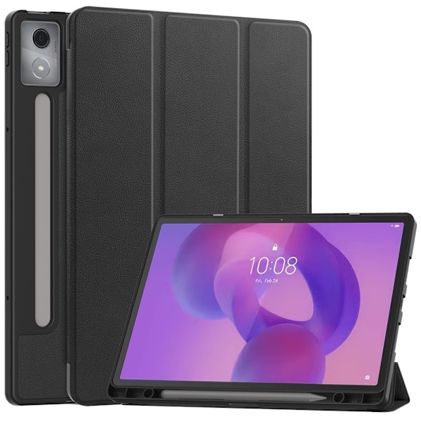 För Lenovo Idea Tab Pro Fodral Tri-Fold Stativ Skal med pennhållare - Svart Svart